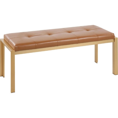 Fuji Bench in Camel Leatherette & Gold Metal